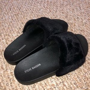Steve Madden Faux Fur Slides